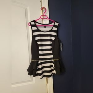 Black & White Striped Peplum Shirt